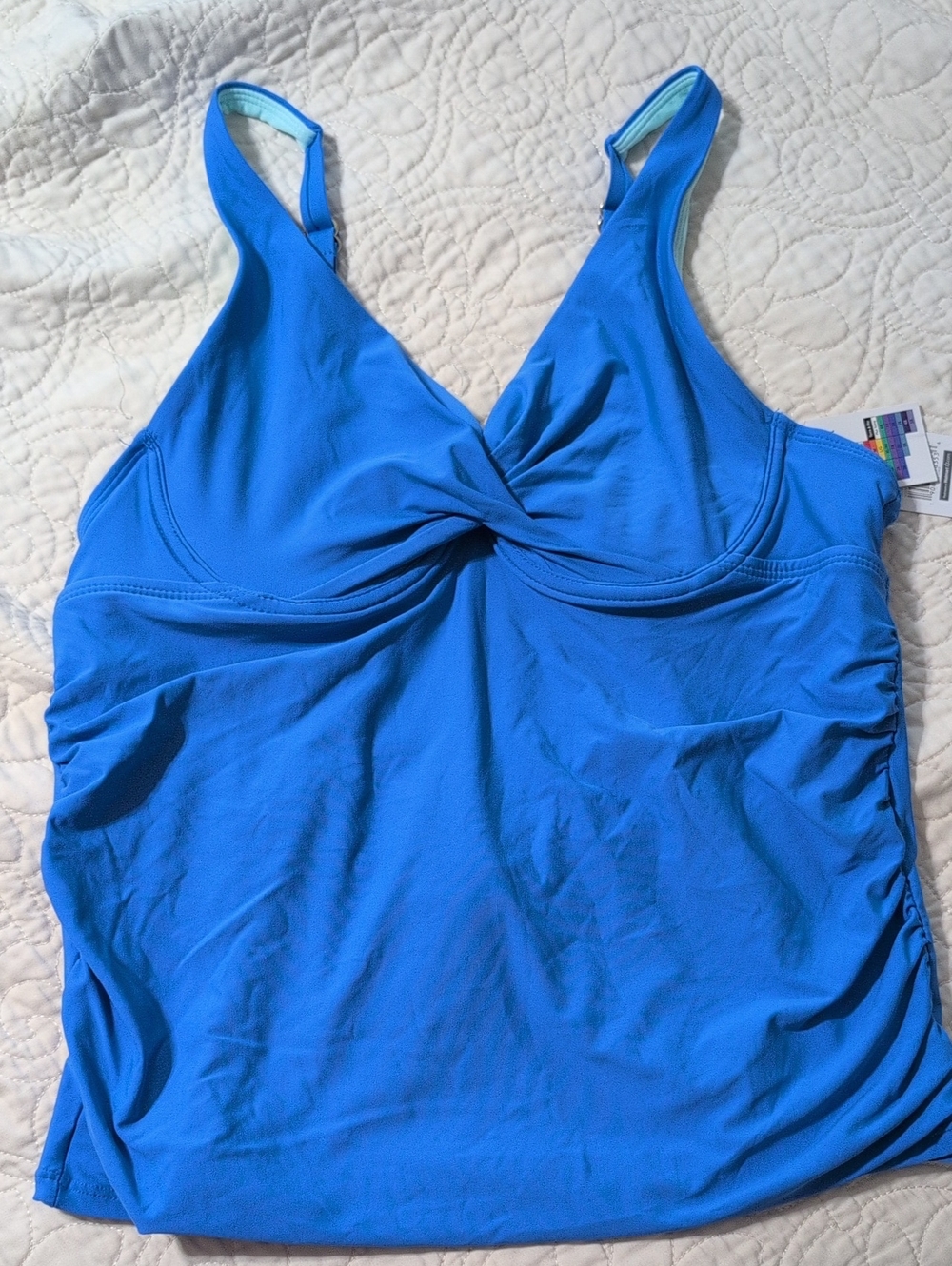 Blue Twist-Front Women’s Underwire Tankini Top